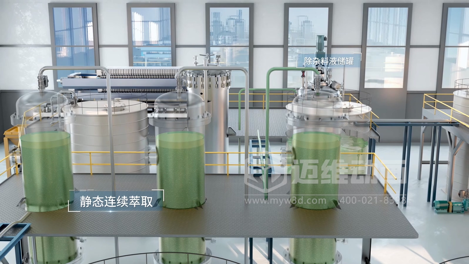 新能源電動(dòng)汽車電池原料金屬元素生產(chǎn)提取工藝三維動(dòng)畫(huà)展示(圖4)