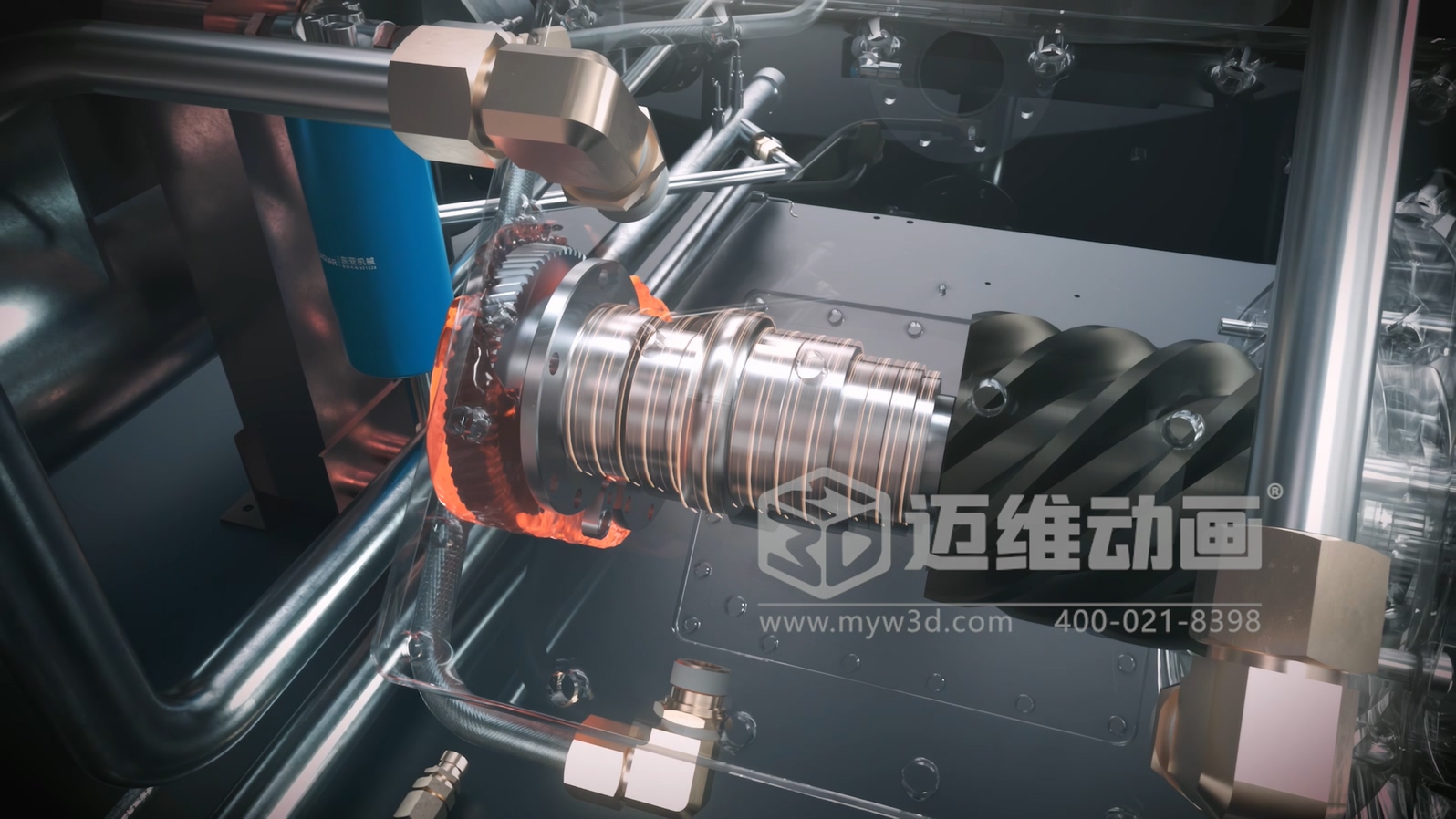 壓縮機 “透視” 震撼來襲！三維動畫拆解內(nèi)部結(jié)構(gòu)，系統(tǒng)原理看得見，核心材質(zhì)細節(jié)拉滿！(圖2)
